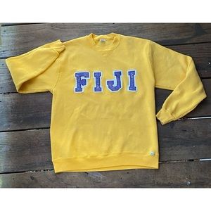 Vintage Yellow FIJI Purple Greek Handmade Phi Gamma Delta Sweatshirt Size Large